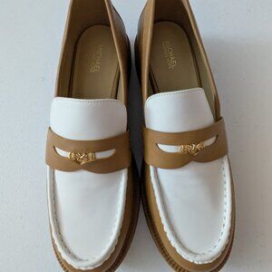 Michael Kors Eden Two- Tone Brown & White Women's Loafers- NWOT- Size 9 M